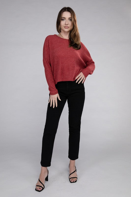 ZENANA Ribbed Dolman Long Sleeve Sweater