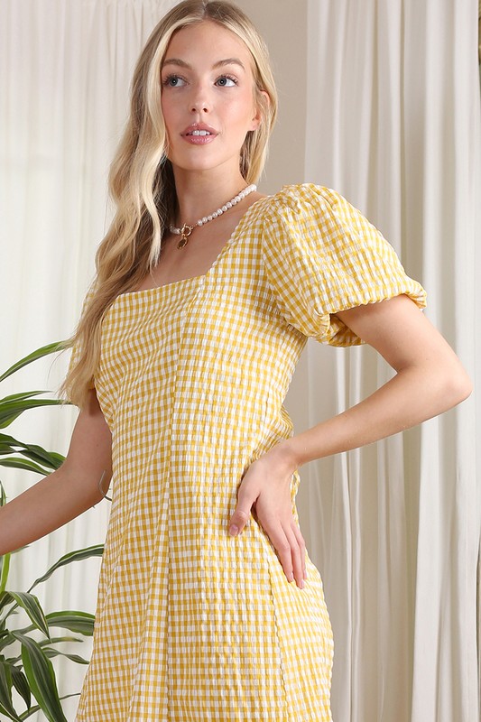 Lilou SS back strap dress - gingham