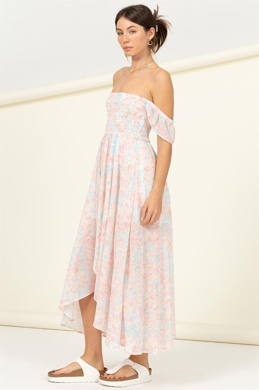 HYFVE Pastel Florals Smocked Midi Dress