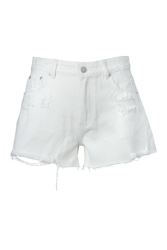 Lilou Distressed denim shorts