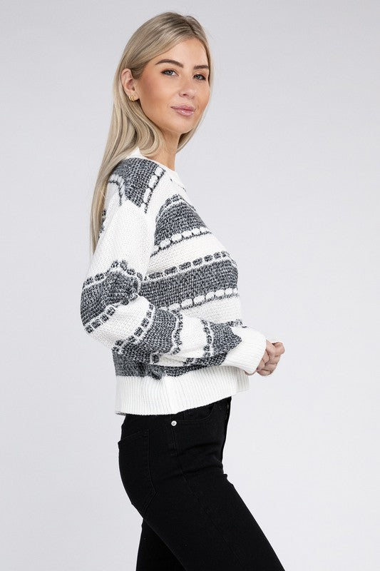 Nuvi Apparel Two Tone Drop Shoulder Sweater