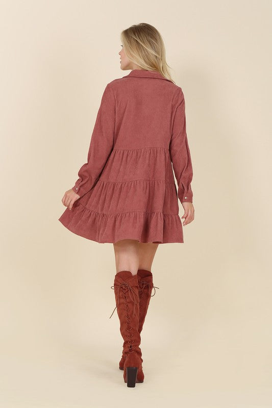 Load image into Gallery viewer, Lilou Corduroy tiered dress
