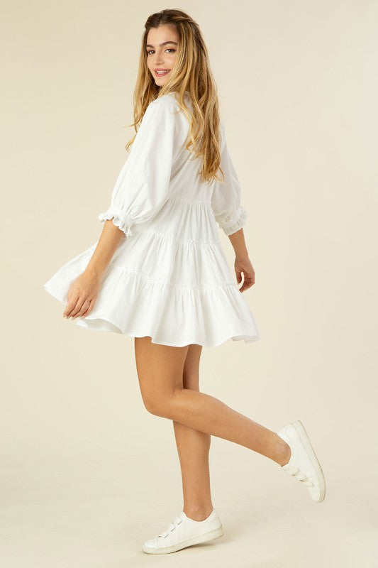 Lilou Tiered mini dress with tassel