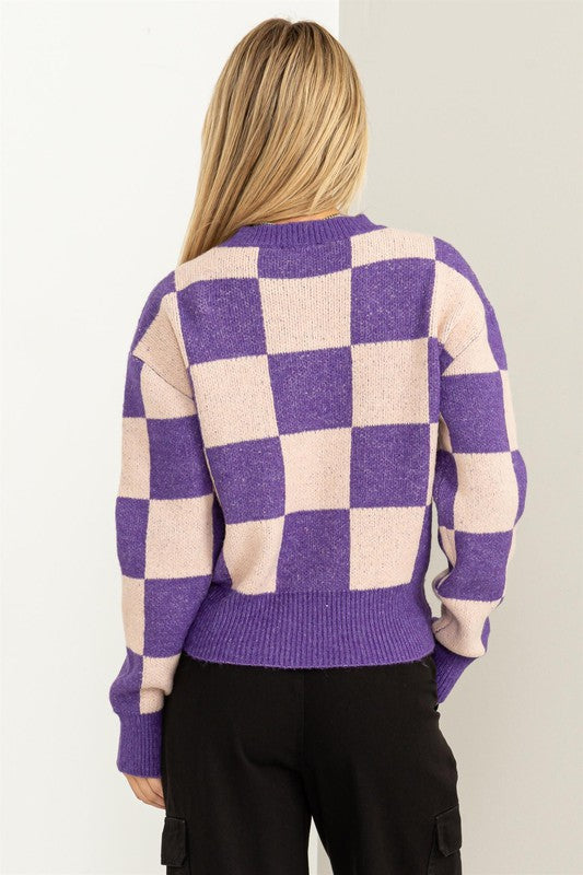 Load image into Gallery viewer, HYFVE Weekend Chills Checkered Long Sleeve Sweater
