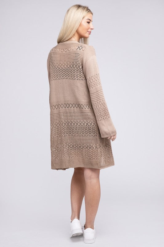 Nuvi Apparel Texture Open Front Knit Cardigan