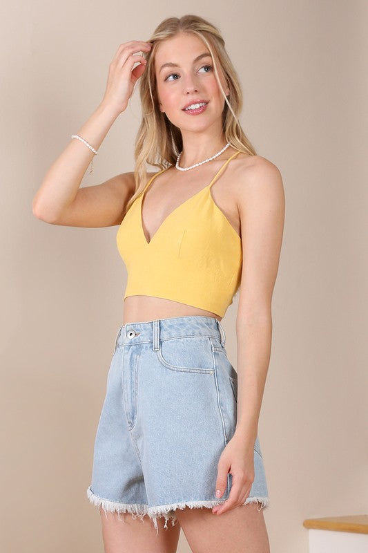 Lilou Sleeveless yellow crop tank top