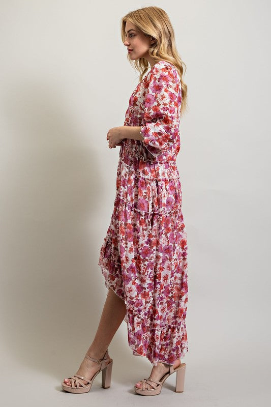 Sweet Generis BOHEMIAN FLORAL HIGH AND LOW MAXI DRESS