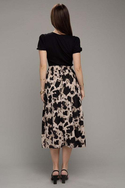 Nuvi Apparel Floral Print Slit Skirt