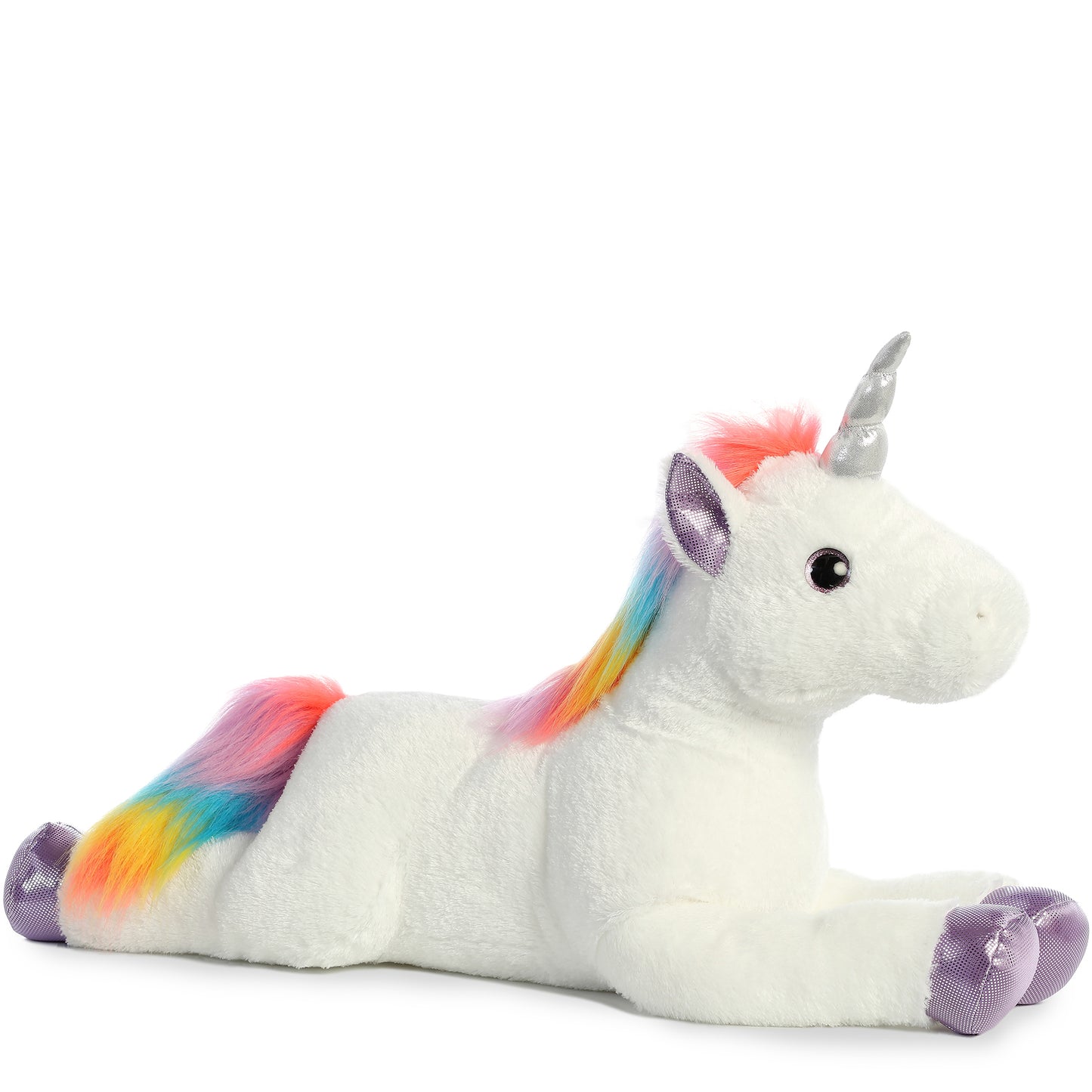 Rainbow Mane White Unicorn 27 inch
