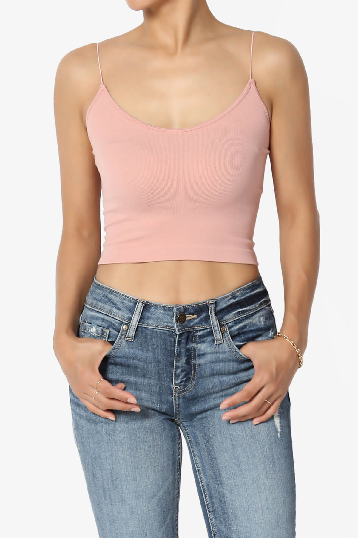 Slim Seamless Skinny Strap Crop Cami Comfortable Ribbed Cropped Tank Top – TheMogan