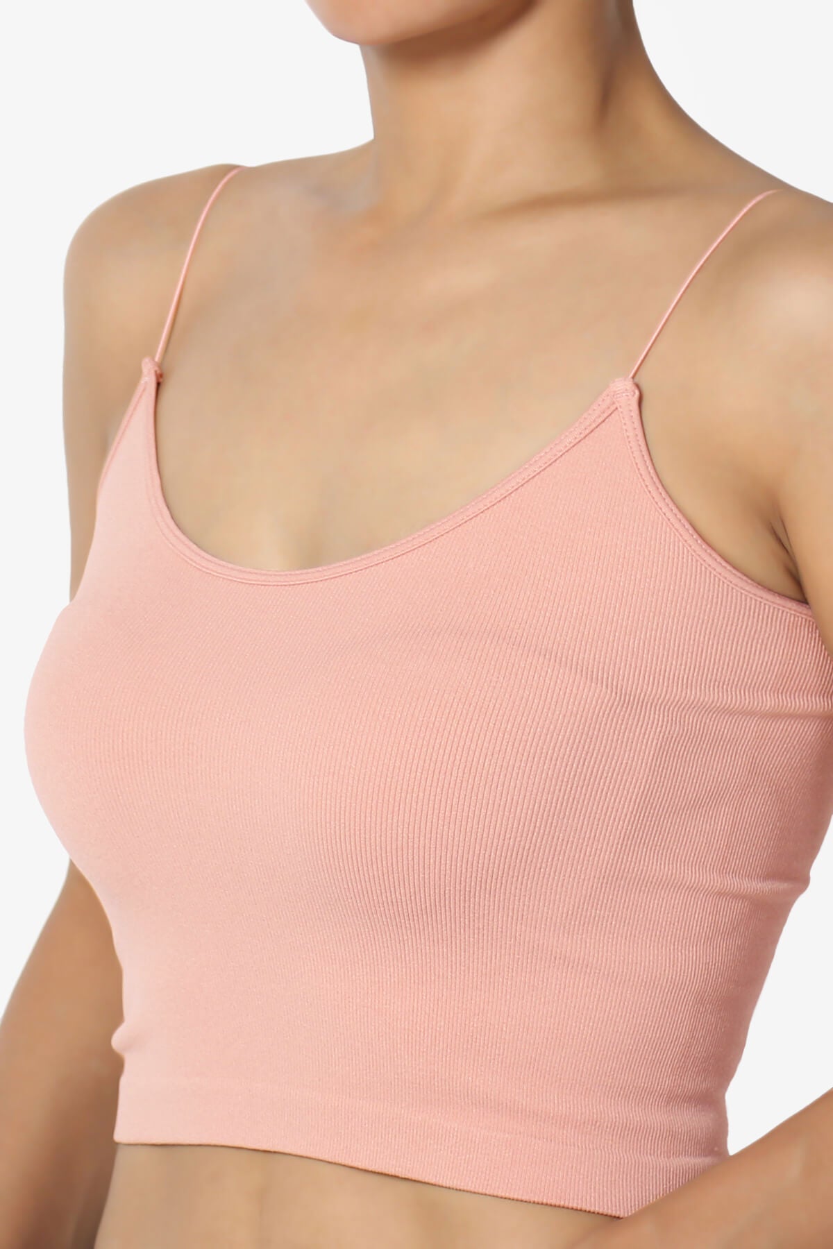 Load image into Gallery viewer, Aced Skinny Strap Ribbed Seamless Bra Cami LIGHT PINK_5
