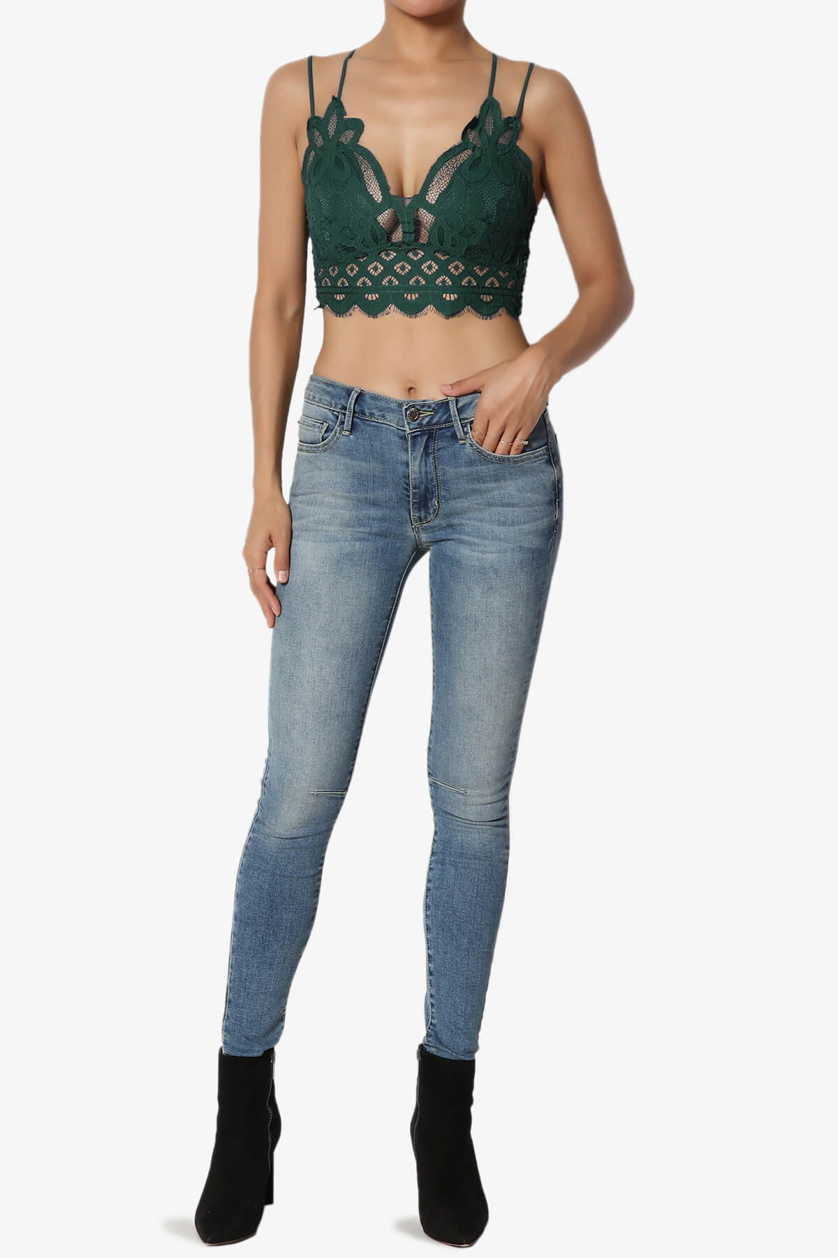 Load image into Gallery viewer, Adella Crochet Lace Bralette HUNTER GREEN_6
