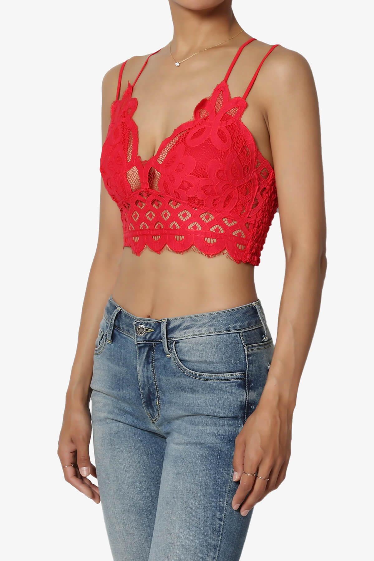 Load image into Gallery viewer, Adella Crochet Lace Bralette RED_3
