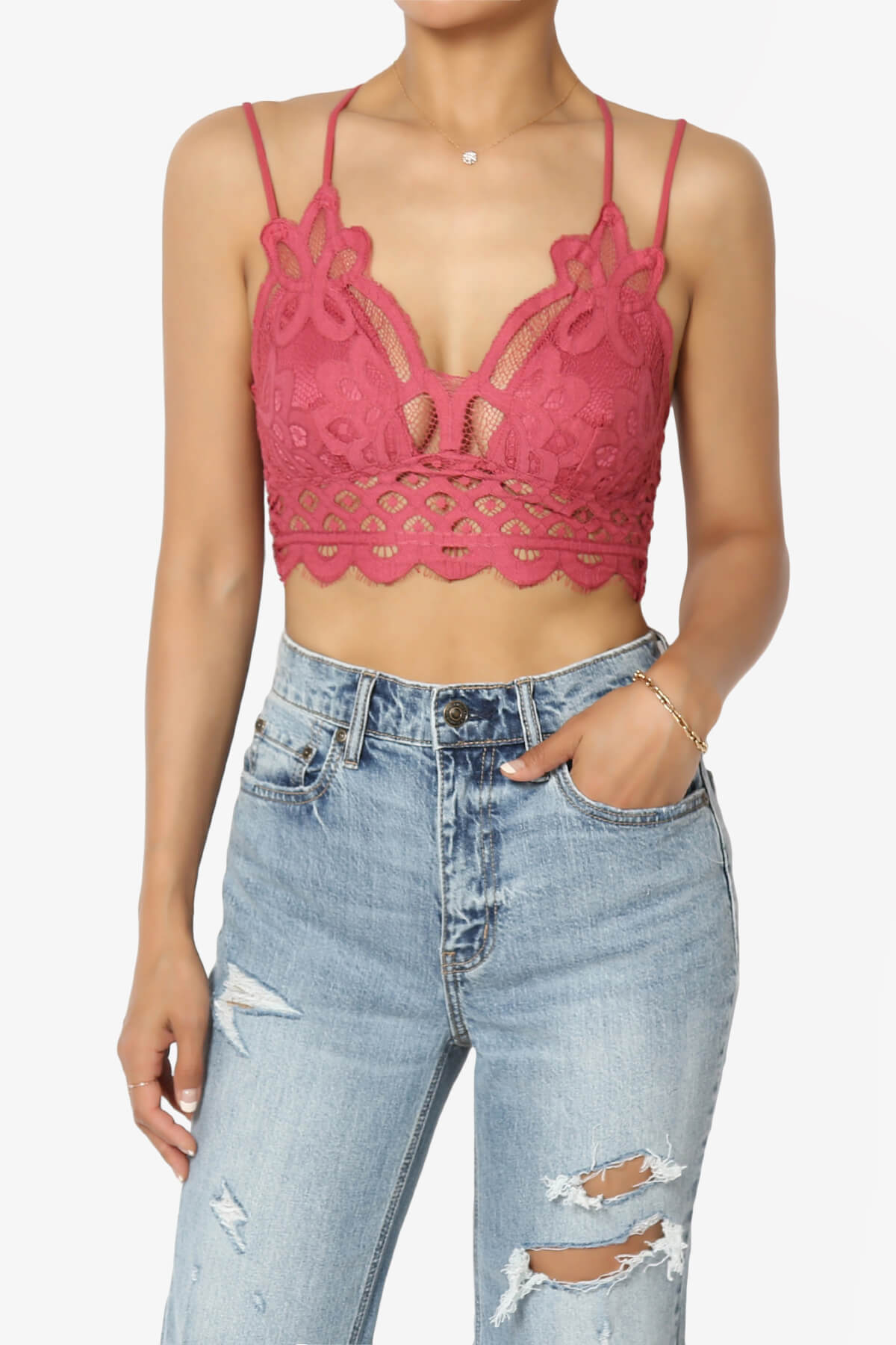 Load image into Gallery viewer, Adella Crochet Lace Bralette ROSE_1
