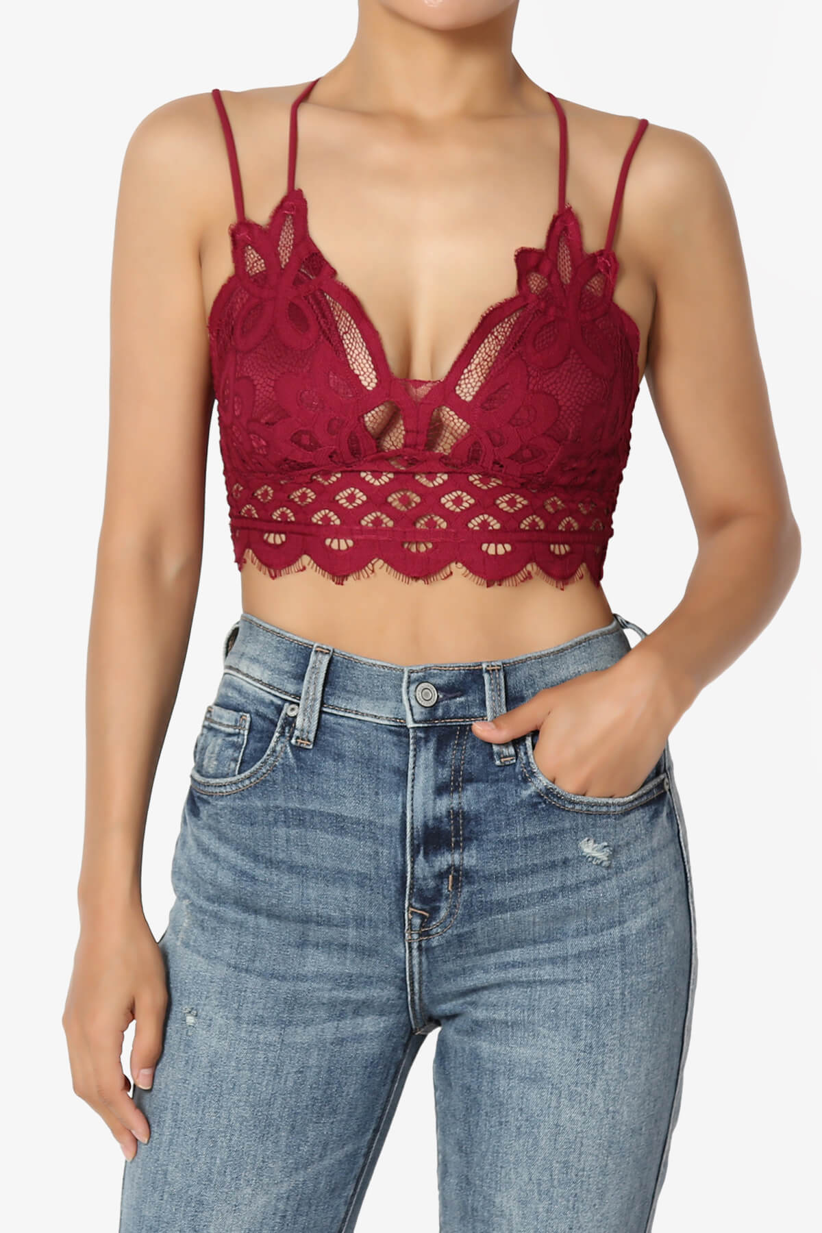 Load image into Gallery viewer, Adella Crochet Lace Bralette WINE_1
