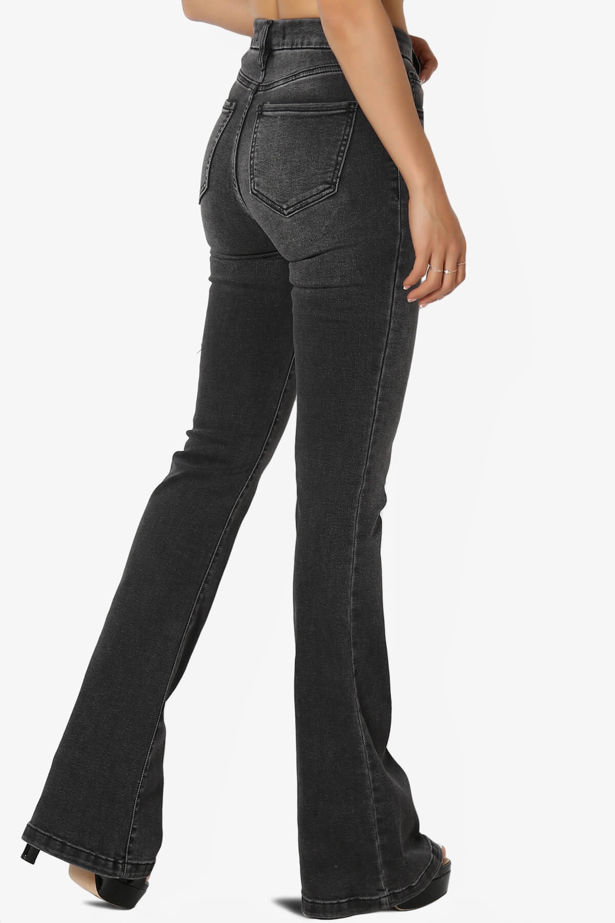 Load image into Gallery viewer, Aliyah High Rise Flare Jeans in Black BLACK_4
