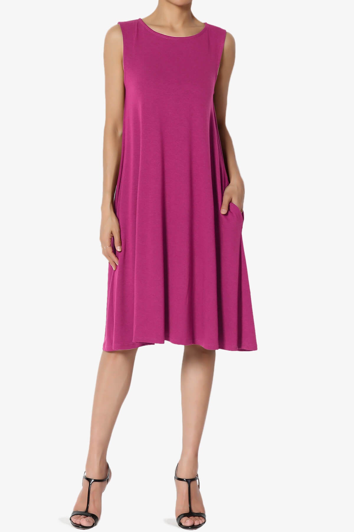 Load image into Gallery viewer, Allie Sleeveless Jersey A-Line Dress MAGENTA_1
