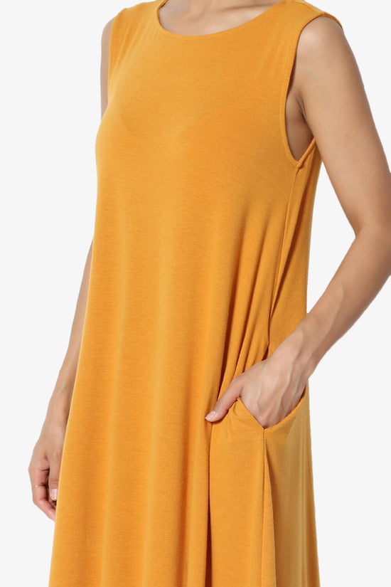 Load image into Gallery viewer, Allie Sleeveless Jersey A-Line Dress MUSTARD_5
