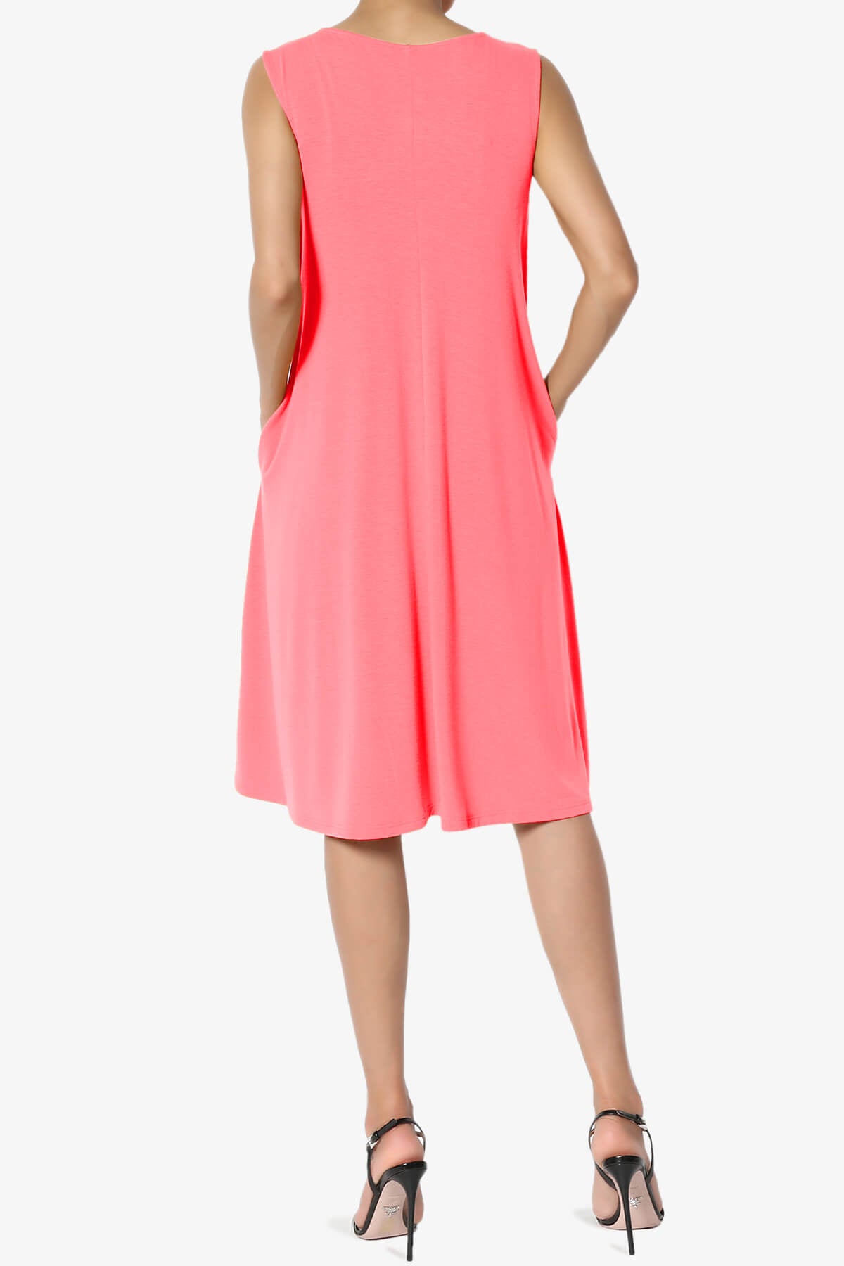 Load image into Gallery viewer, Allie Sleeveless Jersey A-Line Dress NEON CORAL PINK_2
