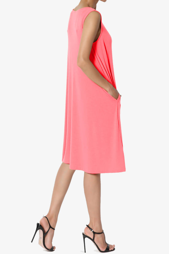 Load image into Gallery viewer, Allie Sleeveless Jersey A-Line Dress NEON CORAL PINK_4
