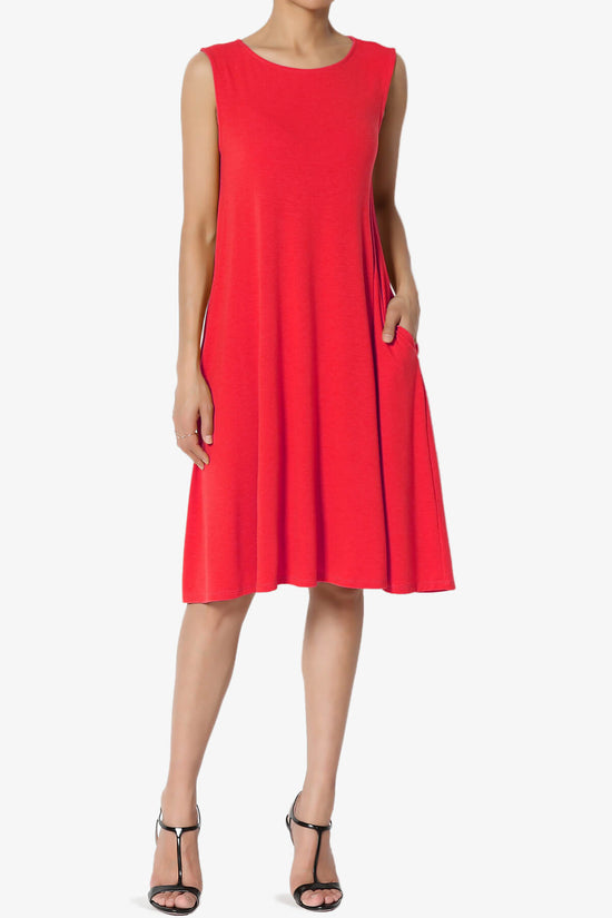 Allie Sleeveless Jersey A-Line Dress RED_1
