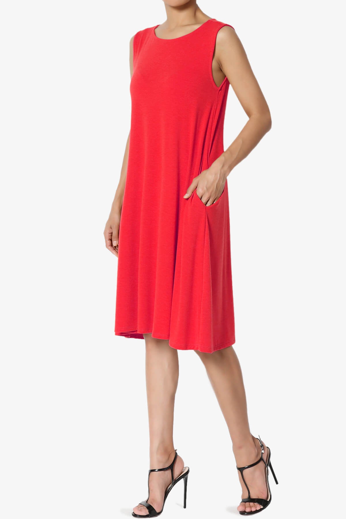 Allie Sleeveless Jersey A-Line Dress RED_3