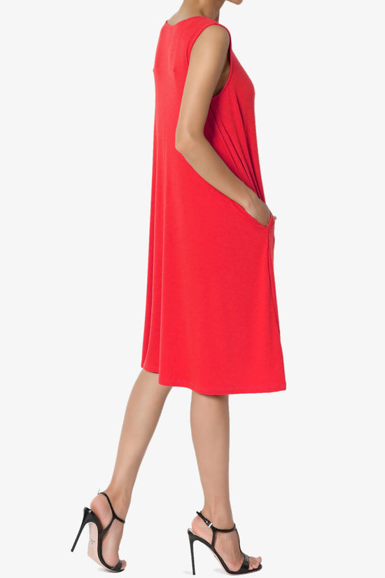 Allie Sleeveless Jersey A-Line Dress RED_4