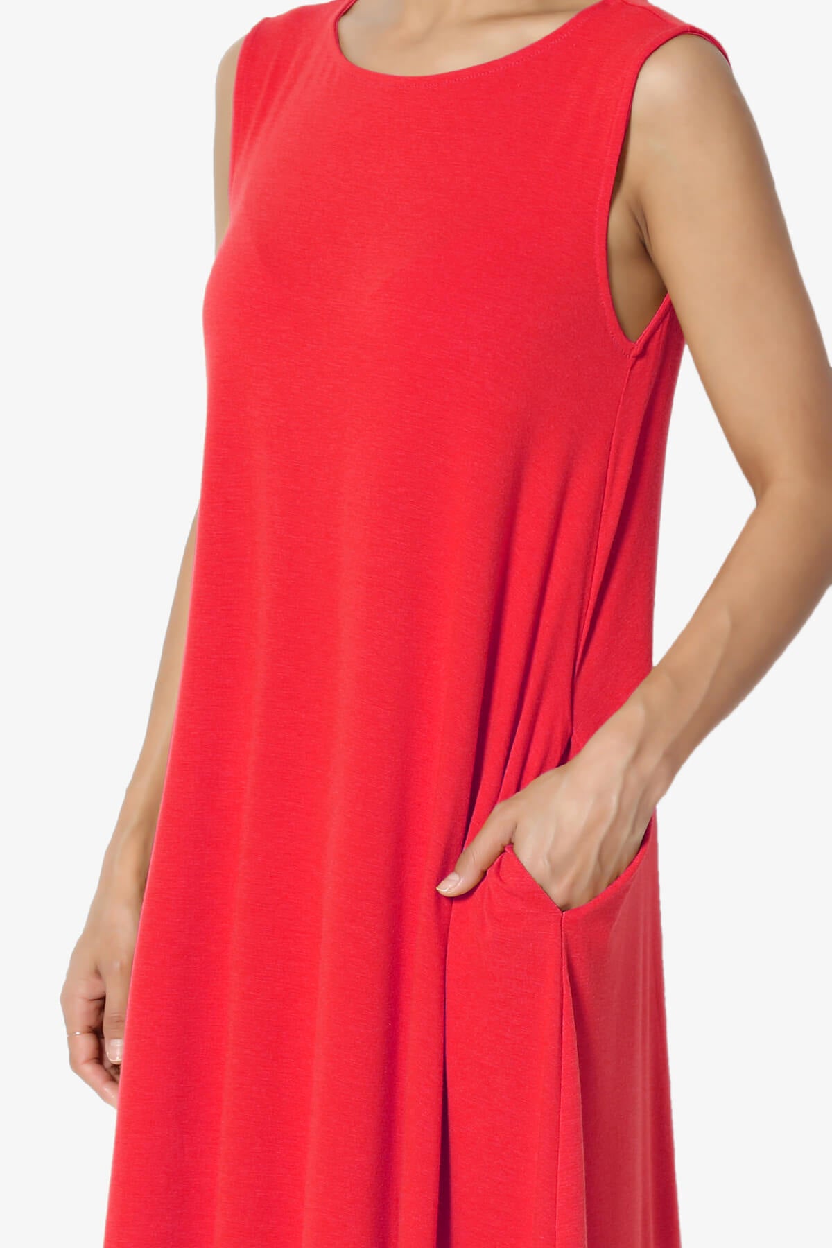 Allie Sleeveless Jersey A-Line Dress RED_5