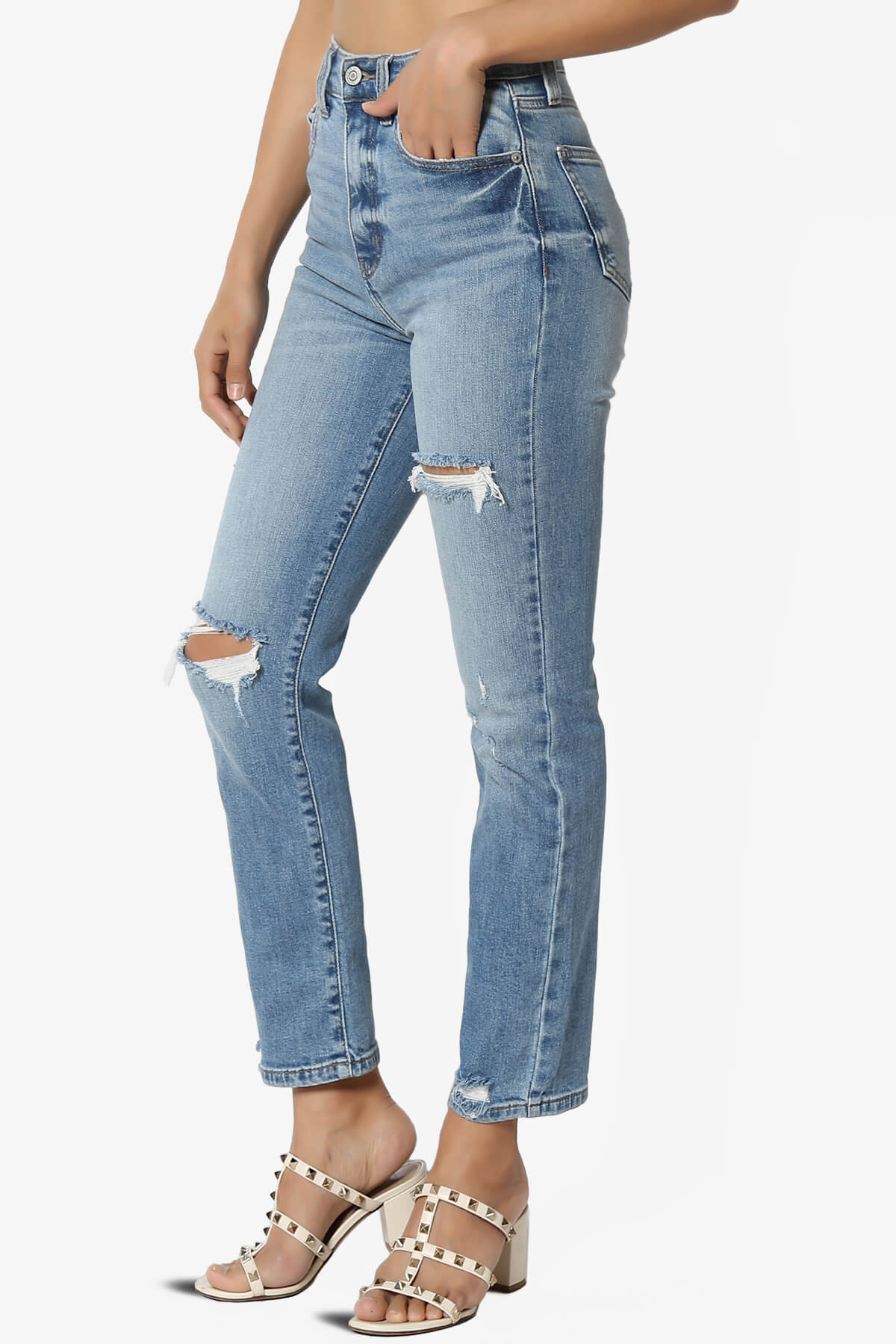 Load image into Gallery viewer, Ally High Rise Straight Crop Jeans in Dare Devil MEDIUM_3
