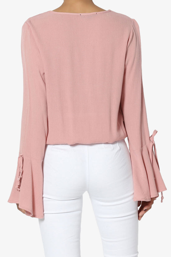 Load image into Gallery viewer, Keen Bell Sleeve Wrap Blouson Blouse DUSTY ROSE_2
