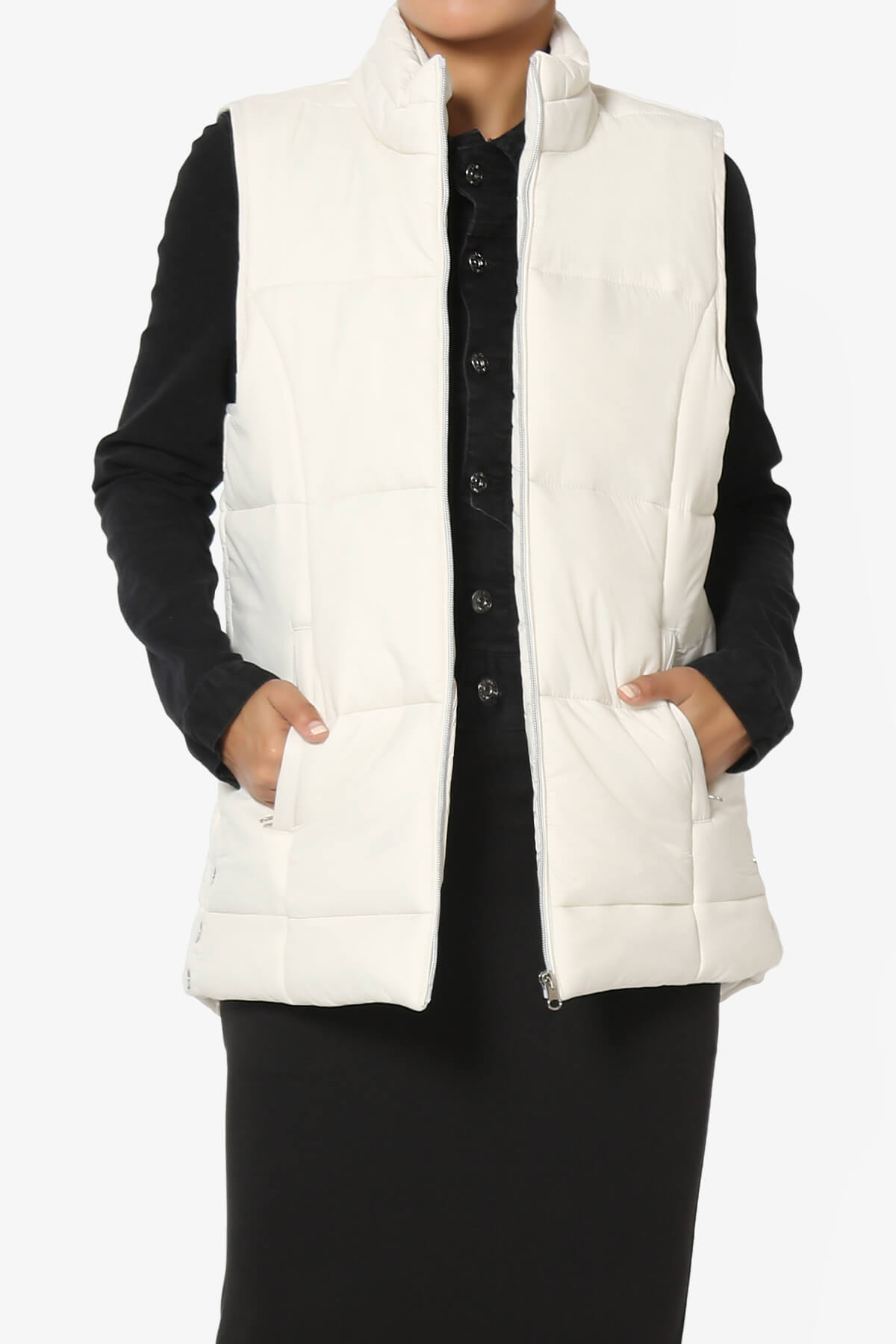 Anders Quilted Padded Vest Gilet BONE_1