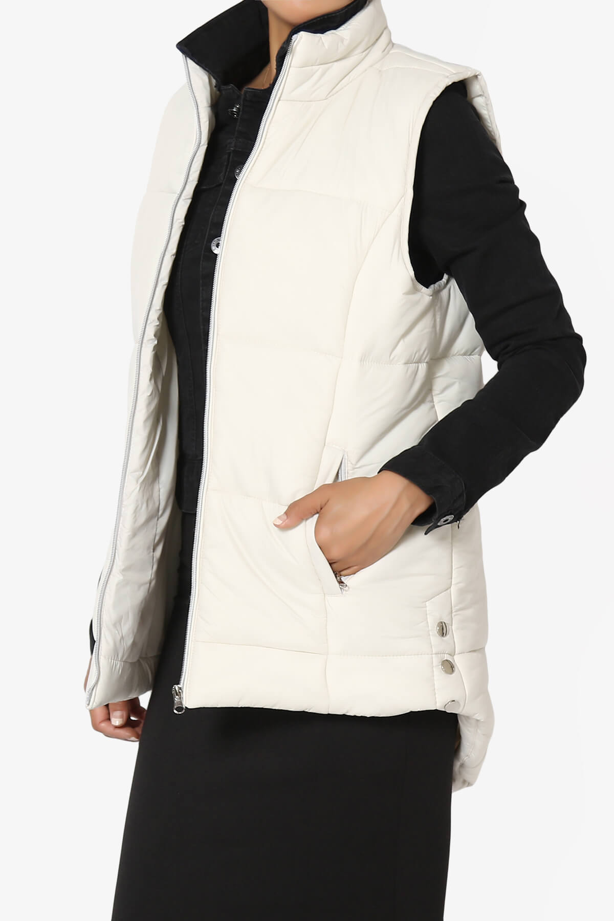 Anders Quilted Padded Vest Gilet PLUS BONE_3