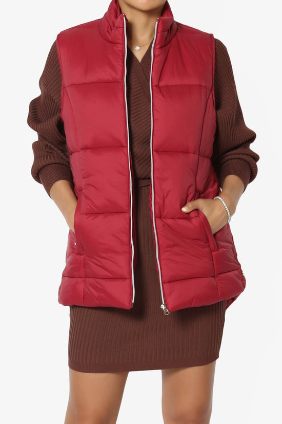 Anders Quilted Padded Vest Gilet DARK RED_1