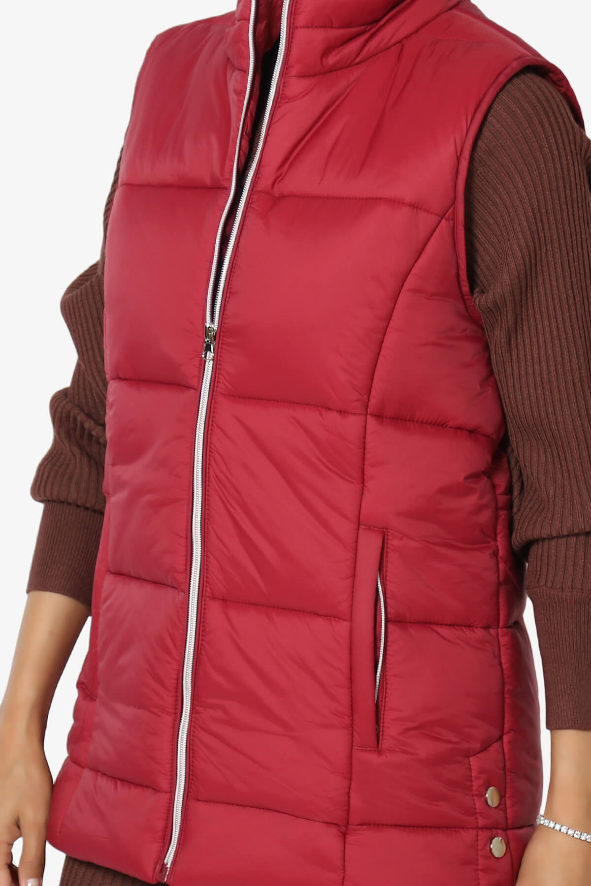 Anders Quilted Padded Vest Gilet DARK RED_5