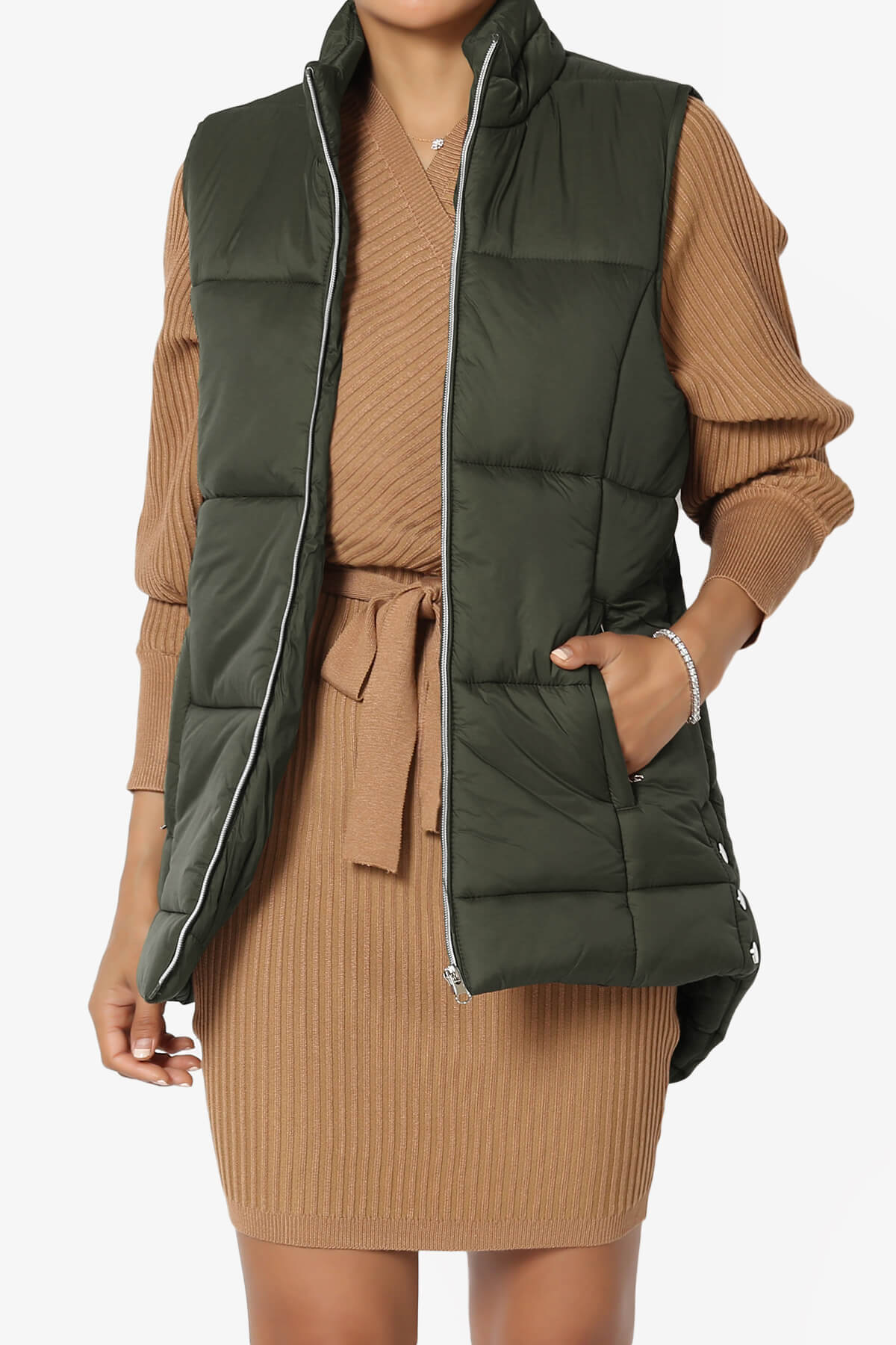 Load image into Gallery viewer, Anders Quilted Padded Vest Gilet PLUS OLIVE_1
