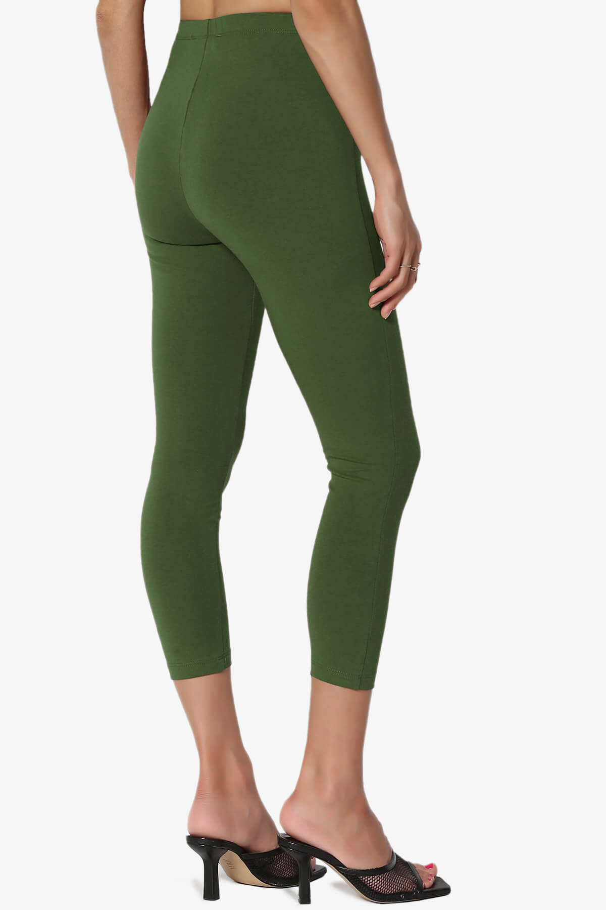 Ansley Luxe Cotton Capri Leggings ARMY GREEN_4