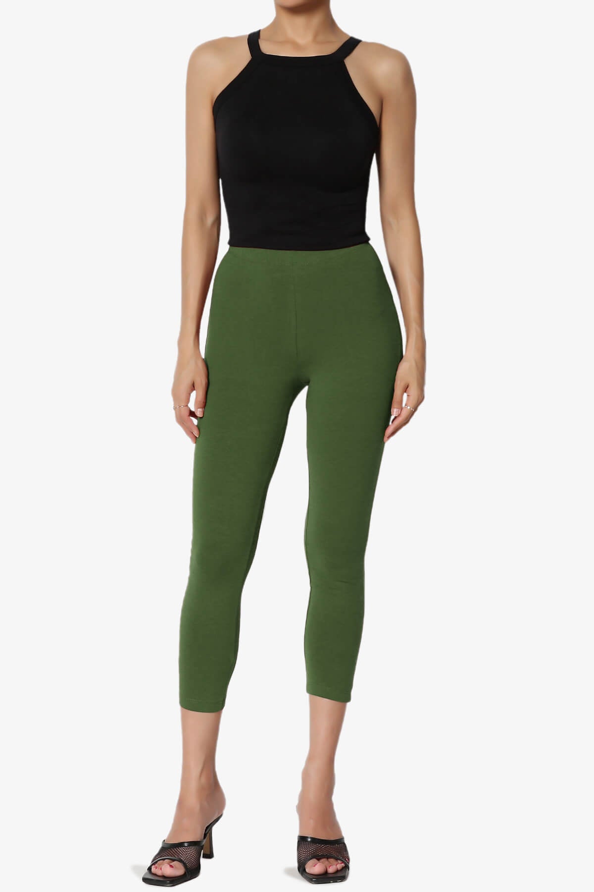 Load image into Gallery viewer, Ansley Luxe Cotton Capri Leggings ARMY GREEN_6
