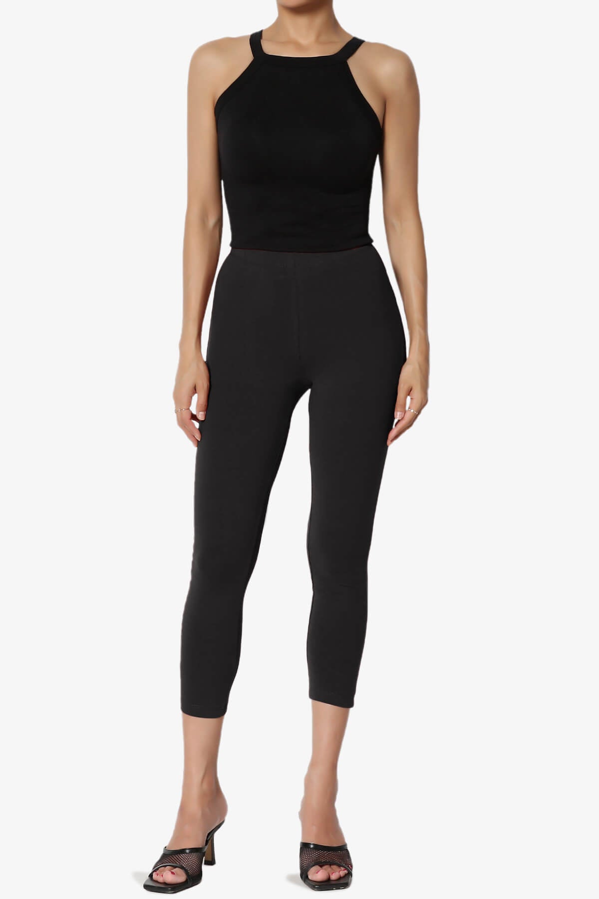 Load image into Gallery viewer, Ansley Luxe Cotton Capri Leggings BLACK_6
