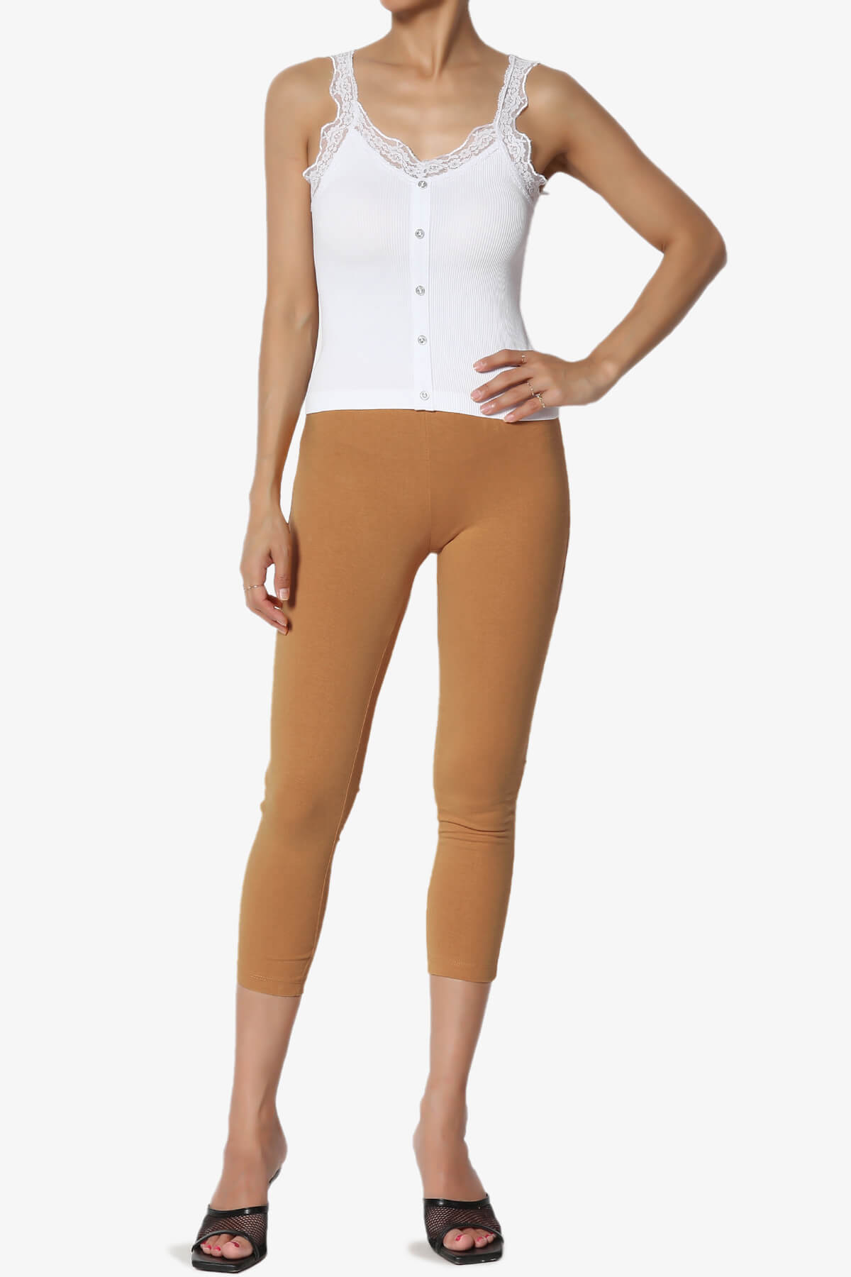 Load image into Gallery viewer, Ansley Luxe Cotton Capri Leggings COFFEE_6
