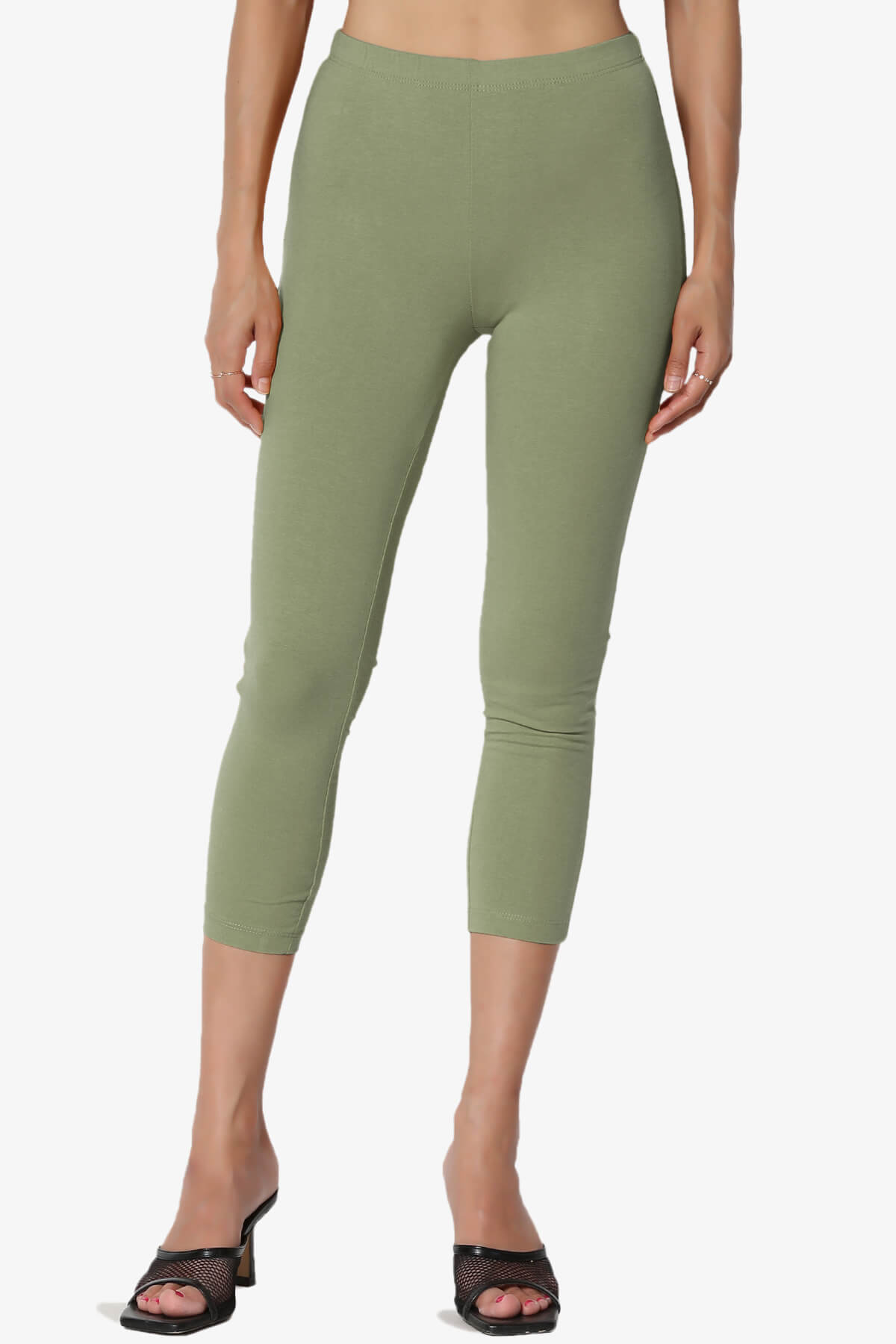 Load image into Gallery viewer, Ansley Luxe Cotton Capri Leggings DUSTY OLIVE_1
