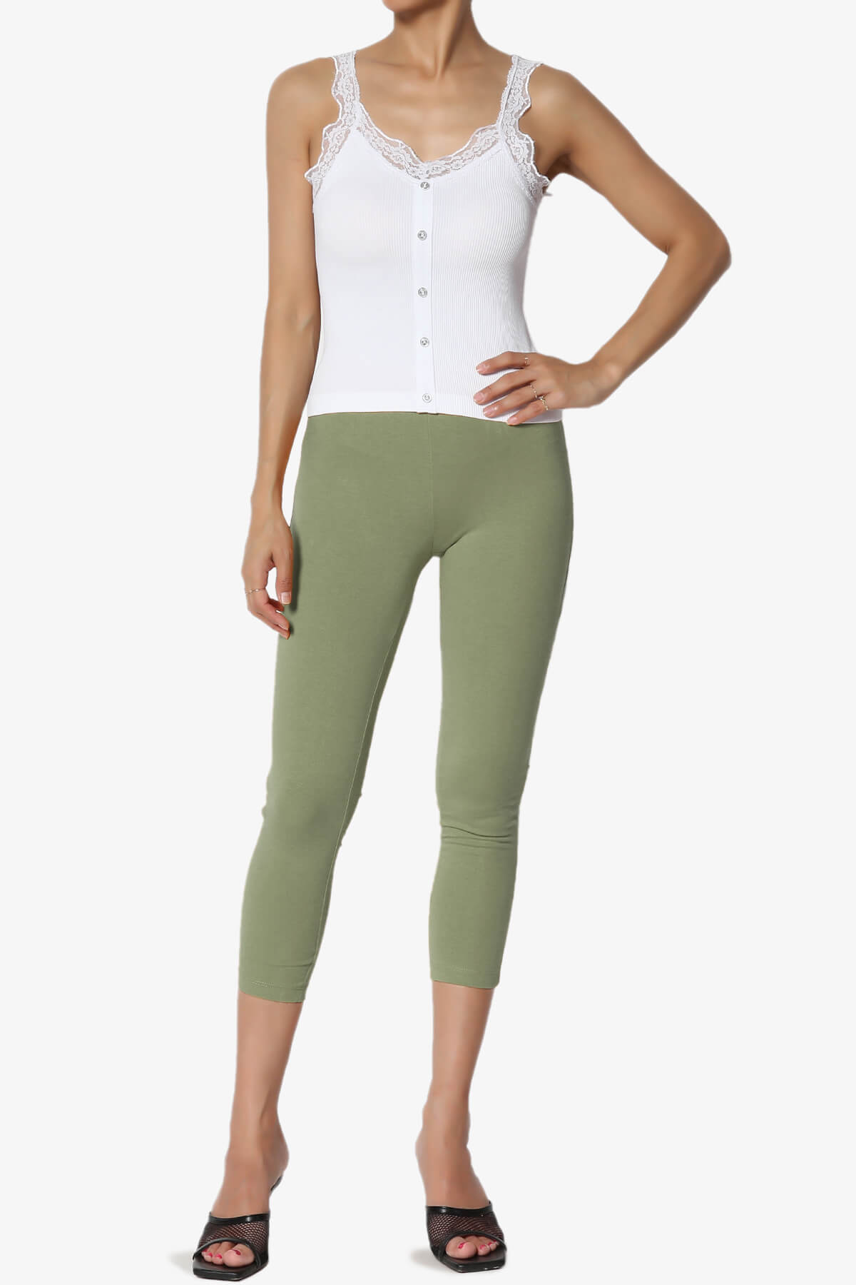 Load image into Gallery viewer, Ansley Luxe Cotton Capri Leggings DUSTY OLIVE_6
