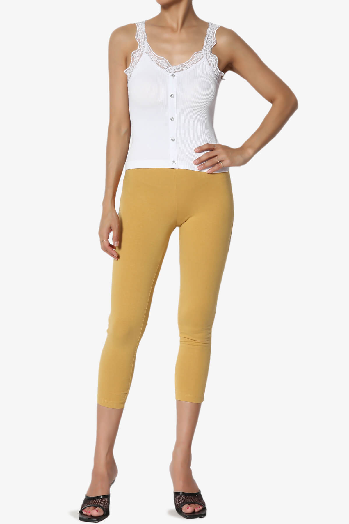Load image into Gallery viewer, Ansley Luxe Cotton Capri Leggings LIGHT MUSTARD_6
