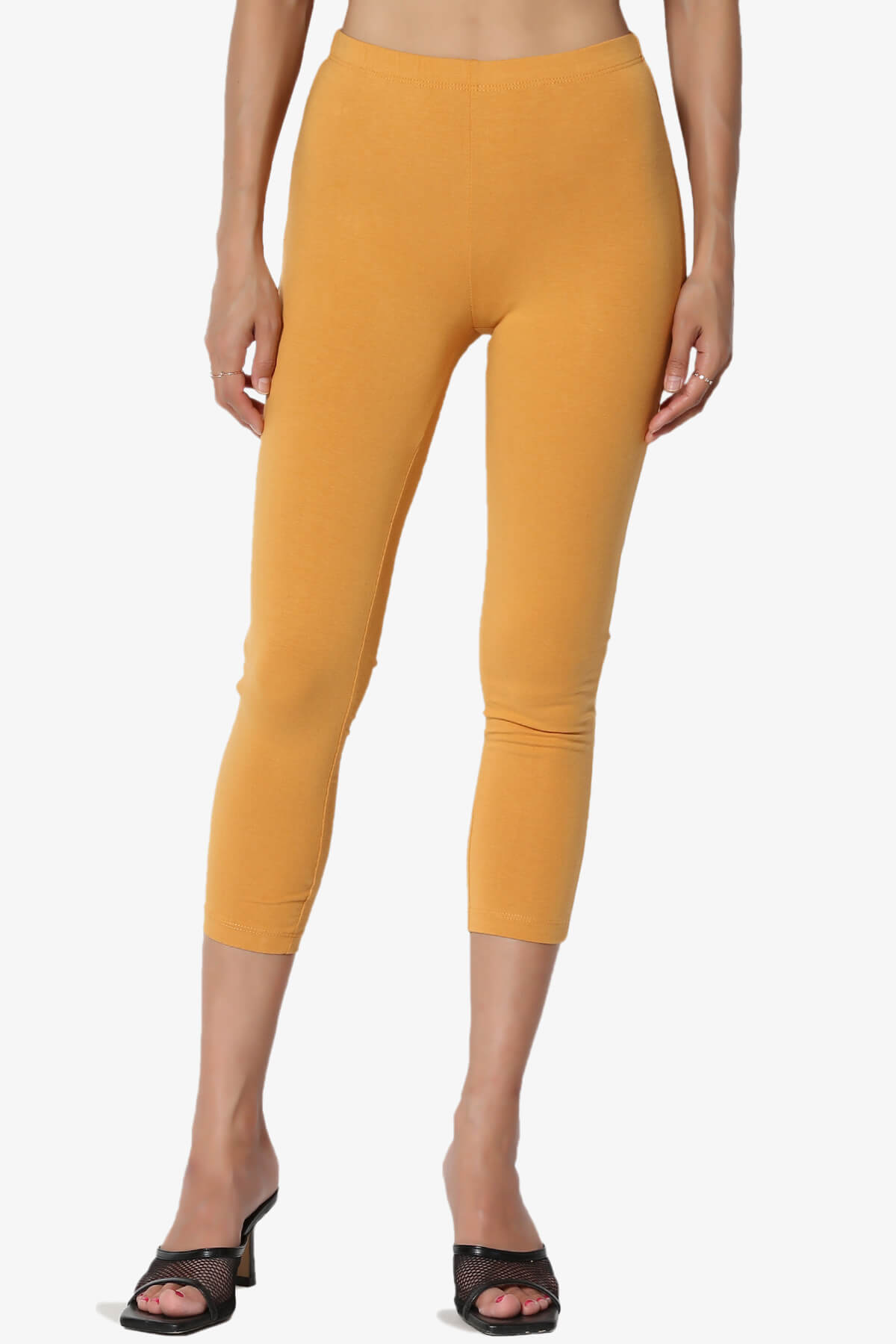 Load image into Gallery viewer, Ansley Luxe Cotton Capri Leggings MUSTARD_1
