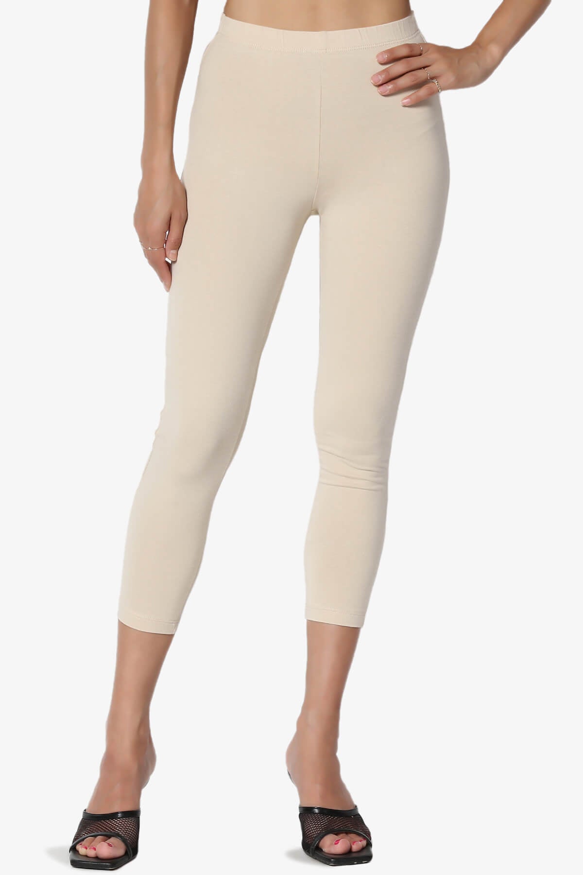 Load image into Gallery viewer, Ansley Luxe Cotton Capri Leggings TAUPE_1
