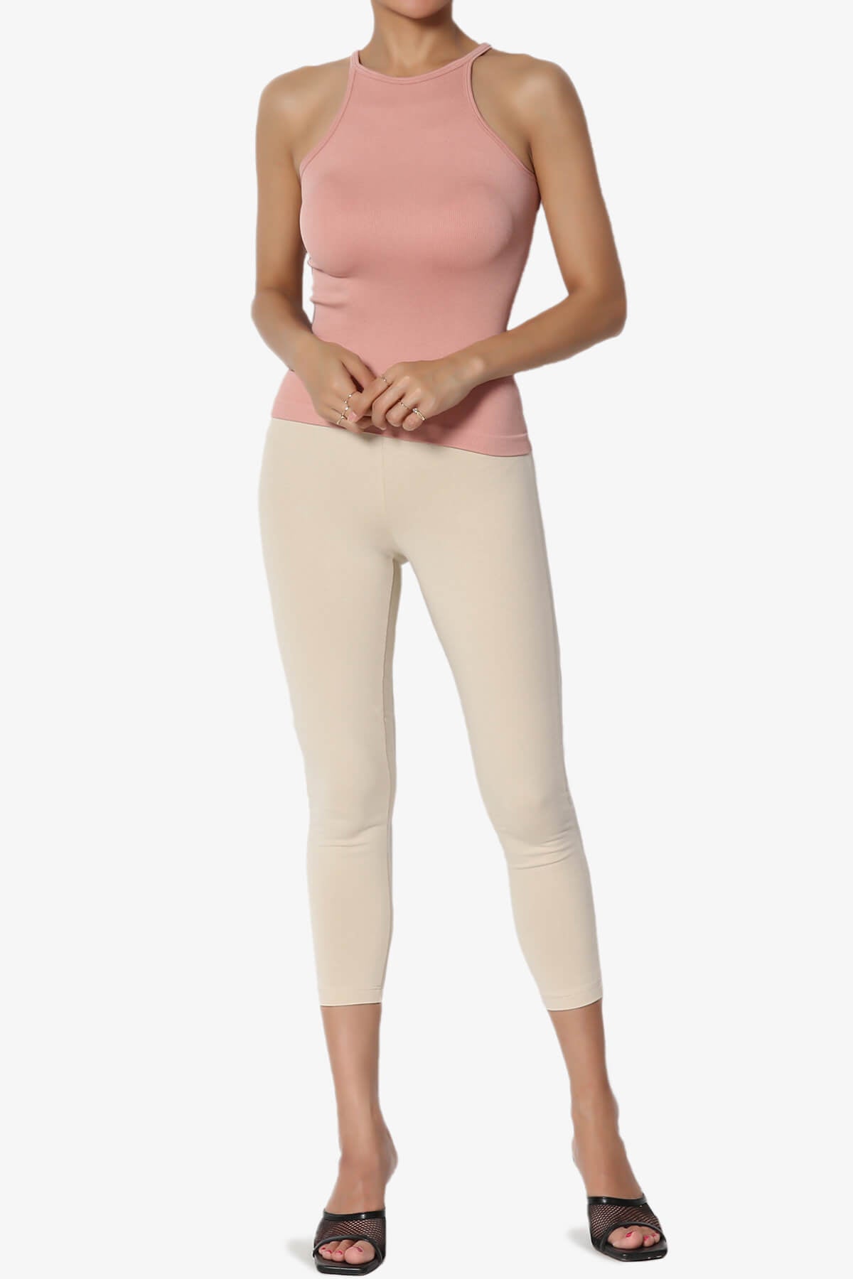 Load image into Gallery viewer, Ansley Luxe Cotton Capri Leggings TAUPE_6
