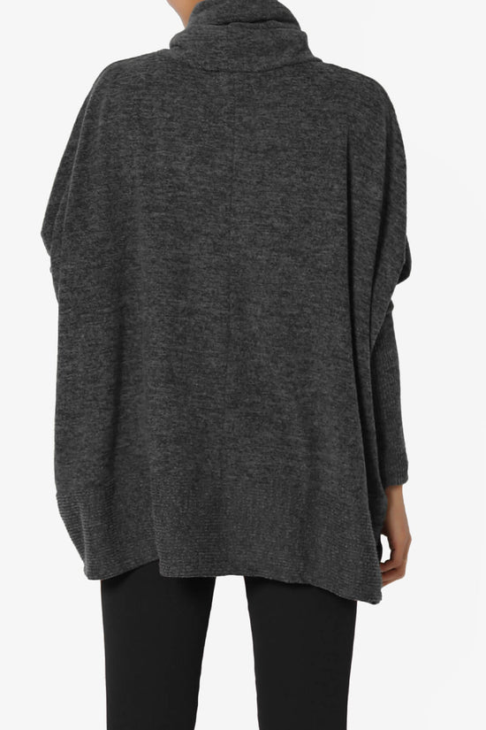 Load image into Gallery viewer, Barclay Cowl Neck Melange Knit Oversized Sweater BLACK_2
