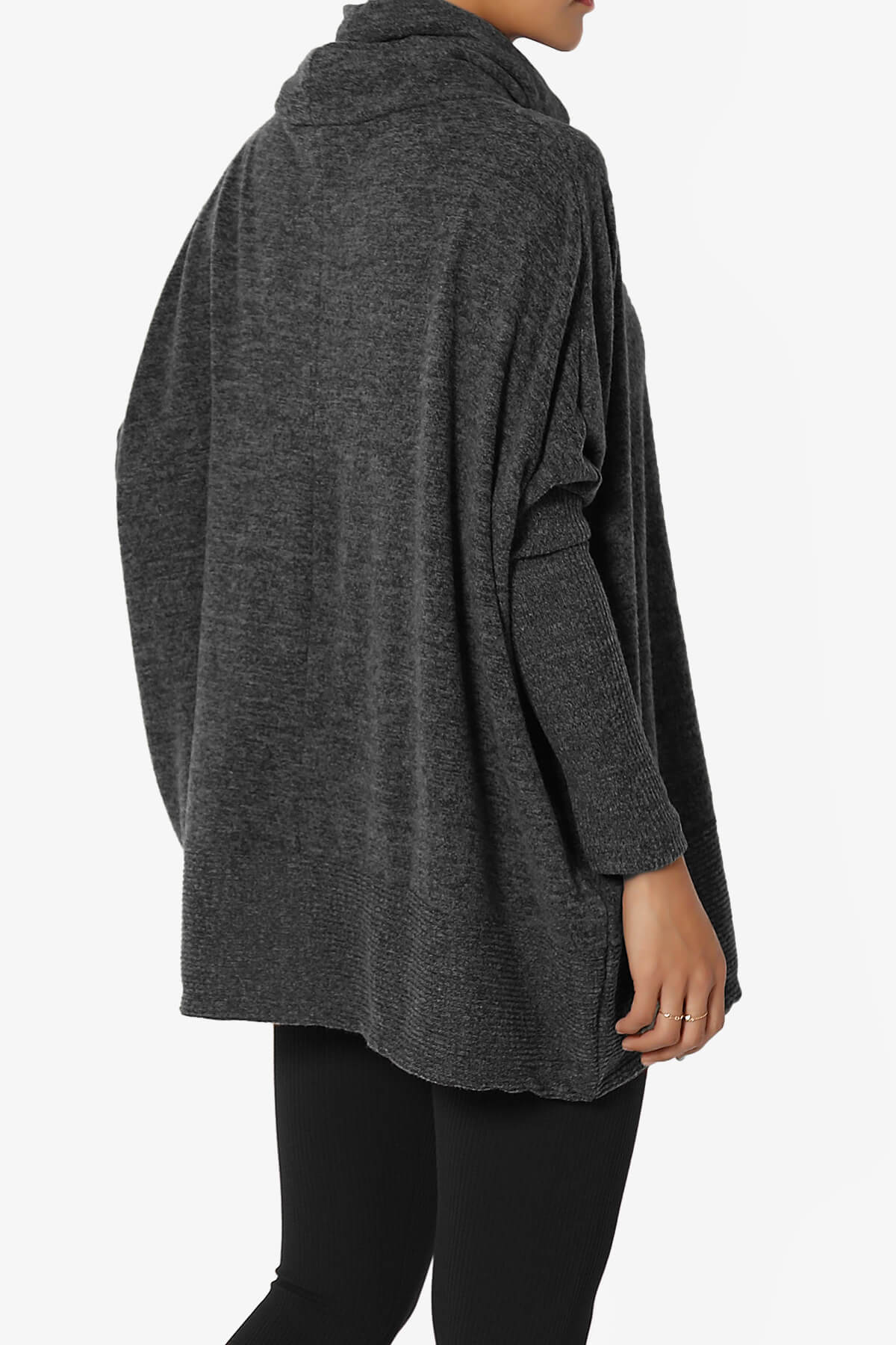 Barclay Cowl Neck Melange Knit Oversized Sweater BLACK_4