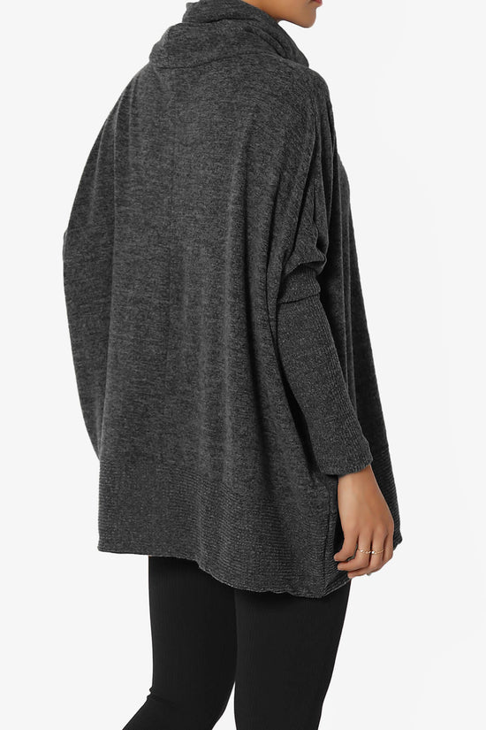 Load image into Gallery viewer, Barclay Cowl Neck Melange Knit Oversized Sweater BLACK_4
