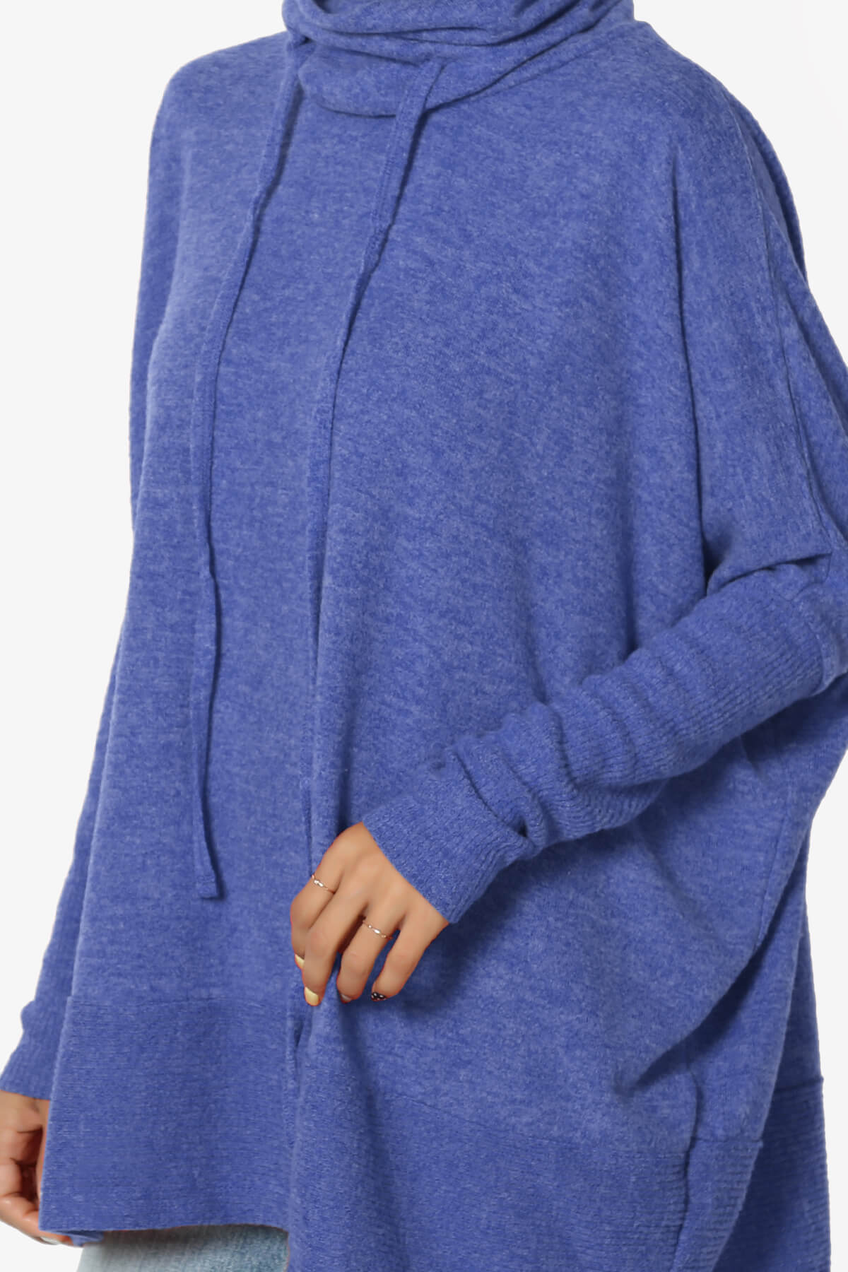 Barclay Cowl Neck Melange Knit Oversized Sweater BRIGHT BLUE_5