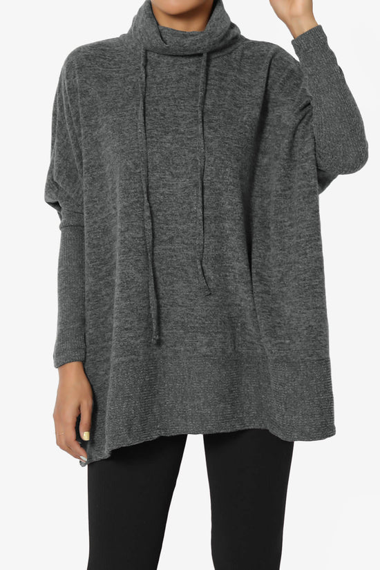 Barclay Cowl Neck Melange Knit Oversized Sweater CHARCOAL_1